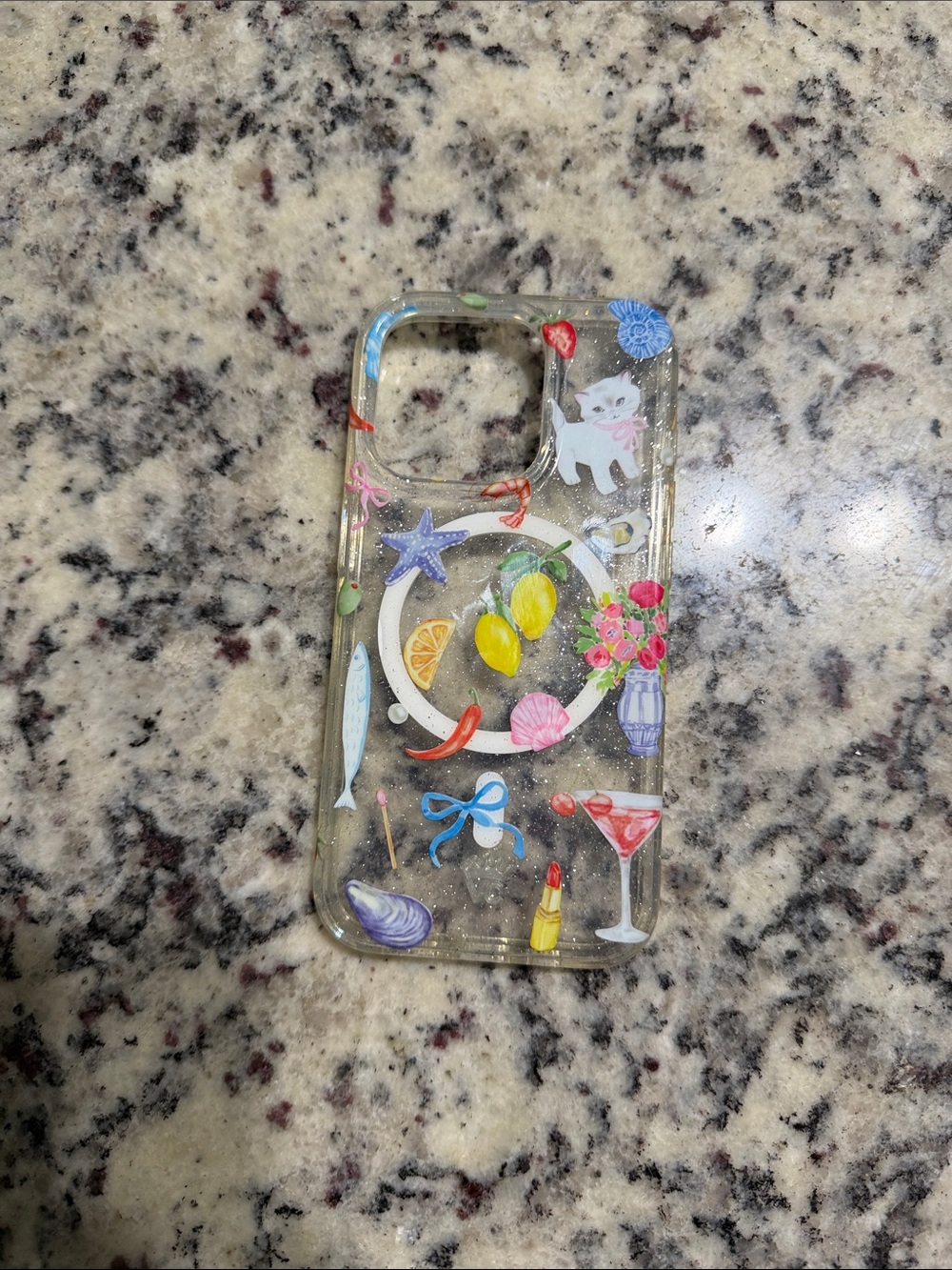 Velvet Caviar Clear Phone Case with Lemon, Floral & Nautical Accents